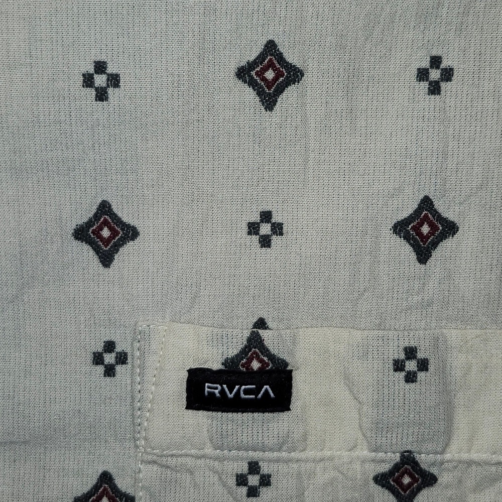 RVCA Mens Slim Fit Short Sleeve Button Up Shirt XL Geometric Print M503VRDD - Picture 9 of 9